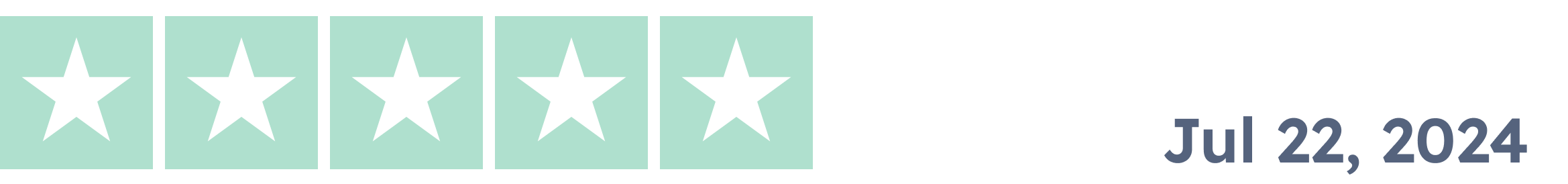 5 green stars with the date of 22. of July 2024